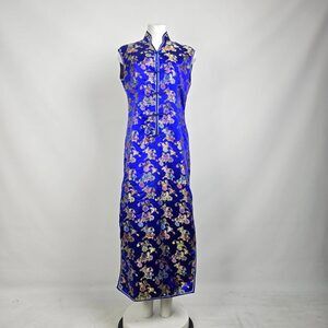 Vintage Tiang Feng Chinese Traditional Cheongsam Silk Satin Dress Size M/L